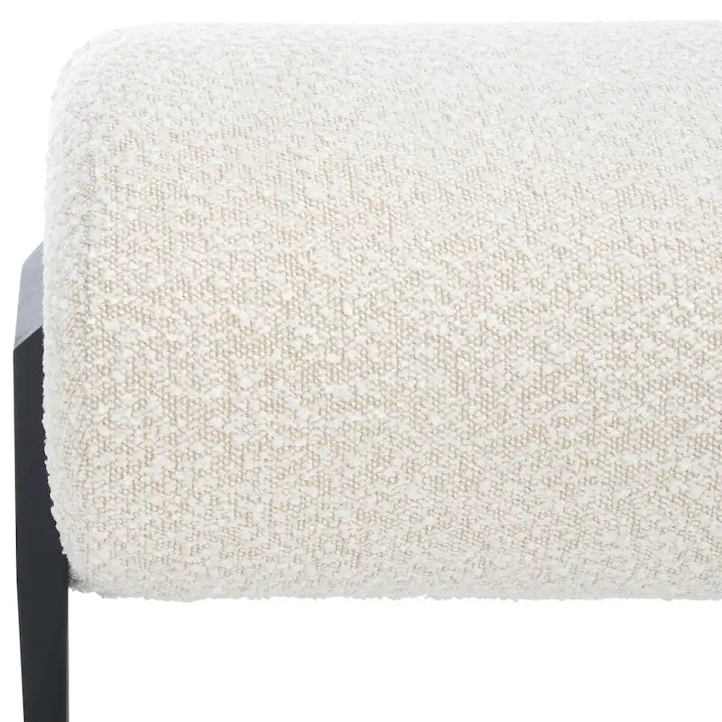 Upholstered Linen Bench with Black Metal Legs - 57Wx19Dx19H